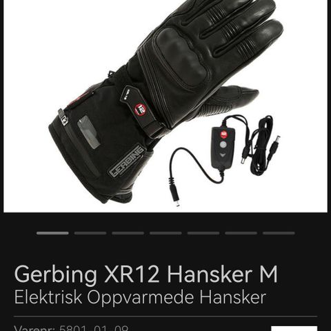 Gerbing XR12 varmehansker i str. XS (med ekstra batteripakke)