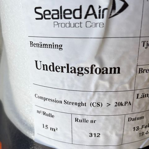 Underlagsdokumenter Sealed Air 15m2