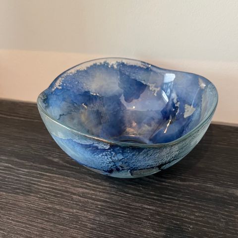 Blå glassbolle/kunstglass