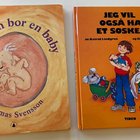 Barnebøker I magen bor en baby og Jeg vil også ha et søsken