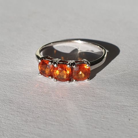 African Hessonite Garnet Granat 2ct Platinum Plated Sølv 925 Silver Ring Str.60