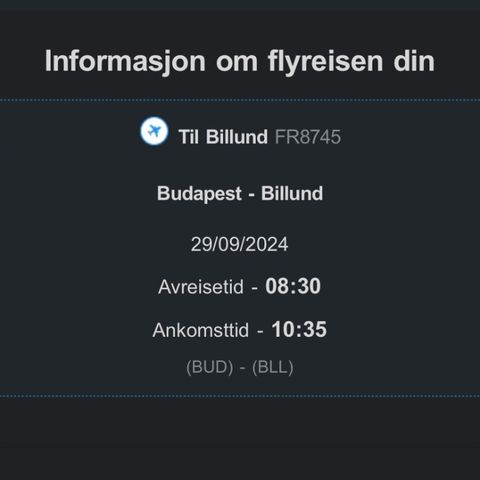 Flybiletter, budapest-billund