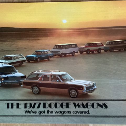 DODGE WAGONS 1977 brosjyre. Kan sendes med Postnord kost. 69kr