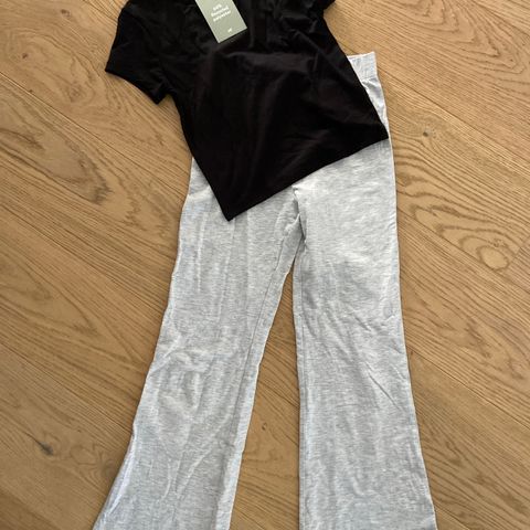 Leggings med sleng slengbukse tshirt jente H&M 146 152 grå SOM NY