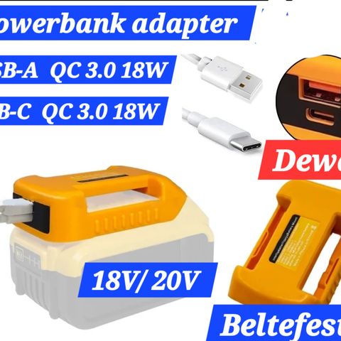 Powerbank adapter for Dewalt 18V/20V batterier