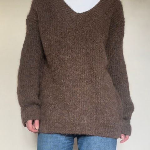 ILAG brun alpaca mix sweater, genser, str. S-M, oversized ,tilbud til 09/09!