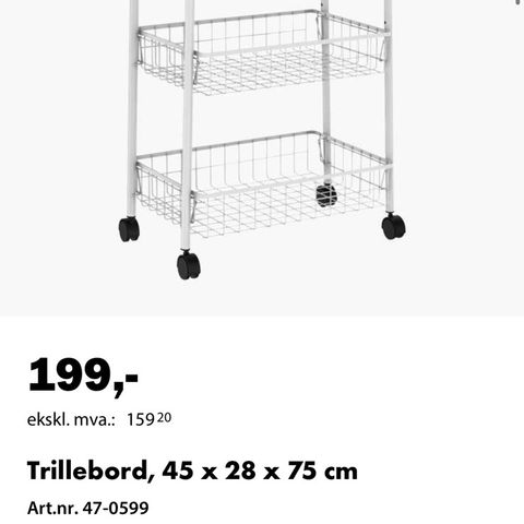 Trillebord i hvit stål fra Biltema