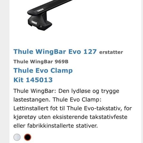 Thule WingBar Evo 127, Evo Clamp (Kit 145013)