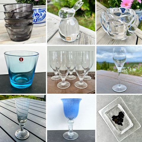 Kosta Boda, Hadeland, Royal Copenhagen/Holmegaard, Iittala, ARC og SIA - glass