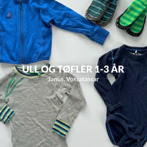 Klespakke 1-3 år: ull og tøfler Janus Vossatassar