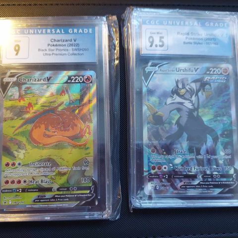 Rapid Strike Urshifu V 153/163 CGC 9.5 og Charizard V SWSH260 CGC9