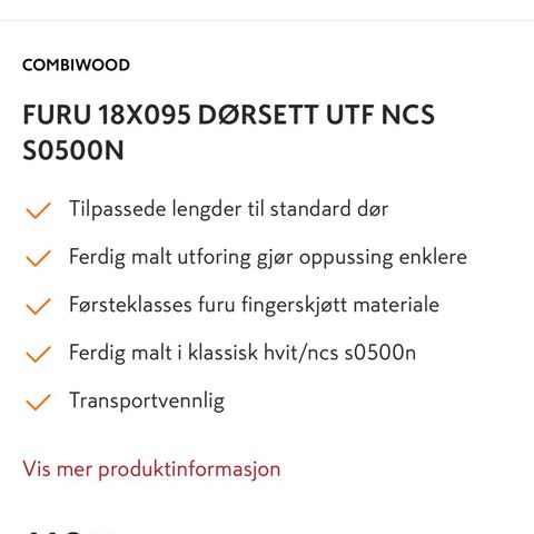 Dørsett utforinger 18x95mm.