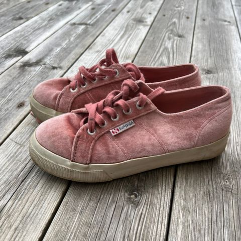 Superga plattform rosa velvet str 38