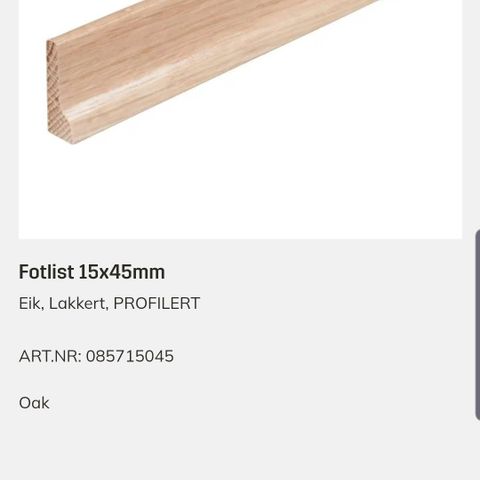 Eik lister 15x45 lakkerte. Eikelister.