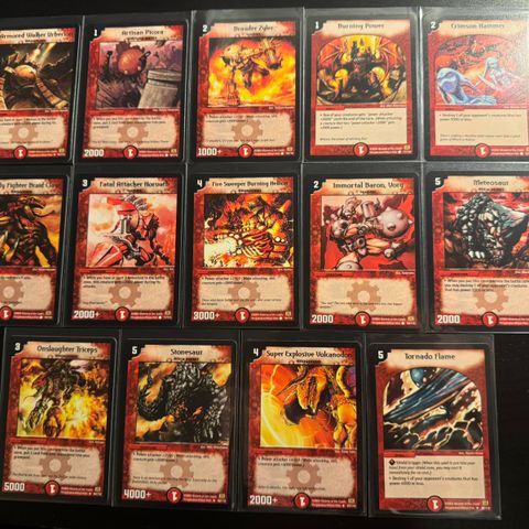 Duel Masters DM01 - alle "Fire" commons & uncommons (pack fresh)