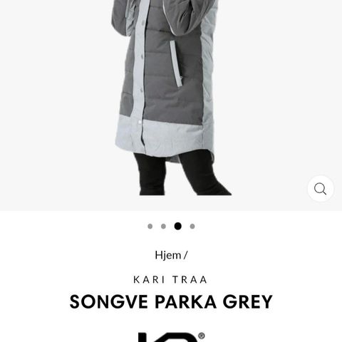 Dun parkas/kåpe. Størrelse S.