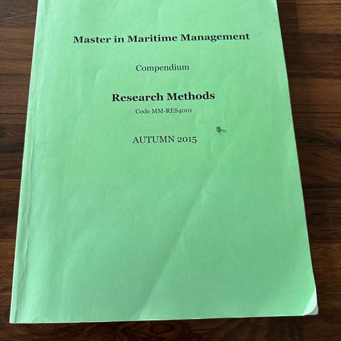 Master in Maritime Mgt. Compendium - Research Methods USN