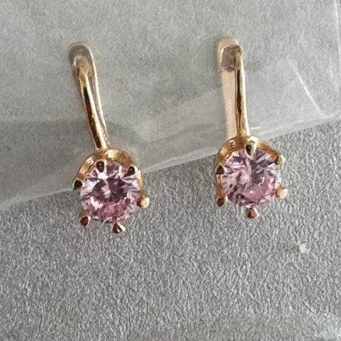 Rosa gull øredobber 585 med rosa Cubic Zirconia