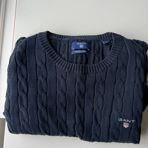 GANT Cotton Cable Crew Neck Pullover Evening Blue str XL