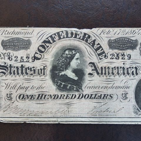 100 Dollar seddel fra Confederate States