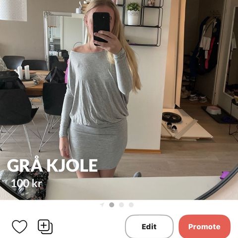 Grå kjole selges