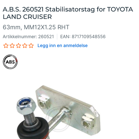 Stabilisatorstag til Toyota Land Cruiser