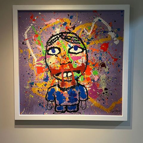 Bjarne Melgaard litografi "Splash" 90 x 90 cm + ramme