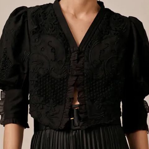 BYTIMO LINEN EMBROIDERY JACKET BLACK