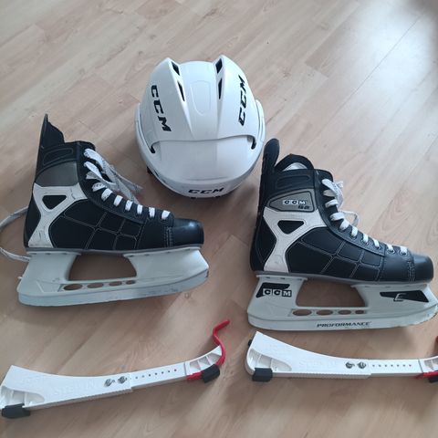 CCM Ice skates size 44 and helmet