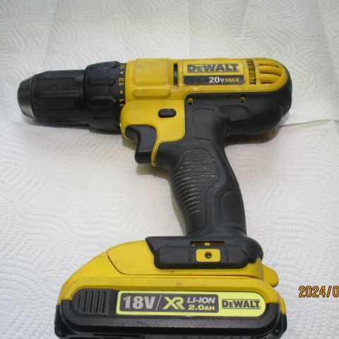 DEWALD 20/18V drill.M.Batteri.--kr. 650.-