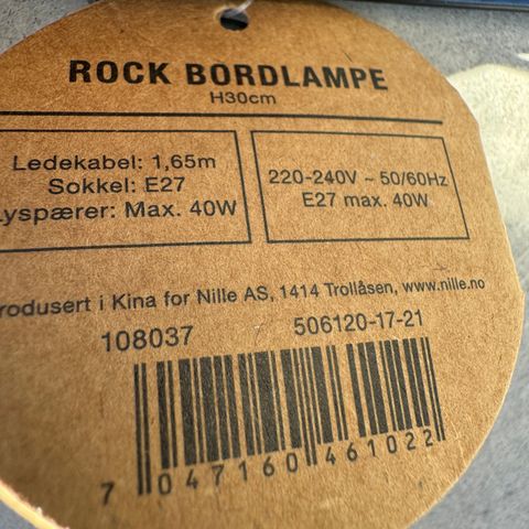 Rock Bordlampe