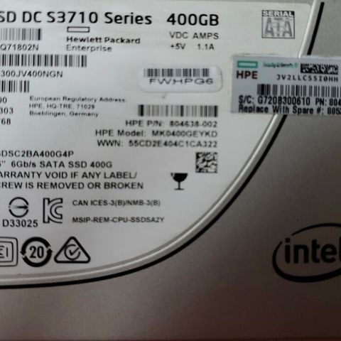 Intel SSD DC S3710 400GB SATA harddisk