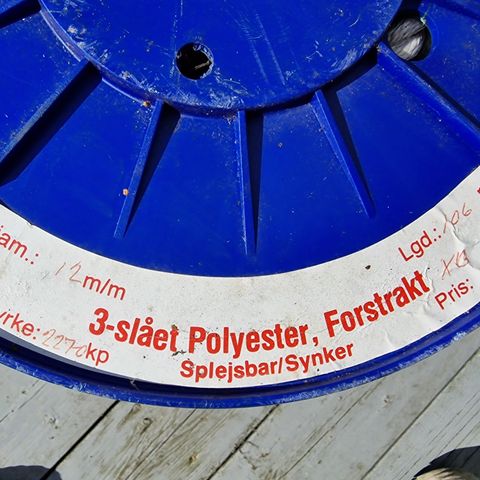 12mm 3 slået Robline/Roblon synkende polyester tau til båten - 106 meter