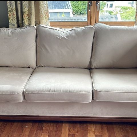 Velur Krem Farge 3 Seter Sofa