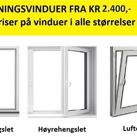 RØMNINGSVINDU - bredde 100 cm x høyde 80 cm kun kr 2.400,-