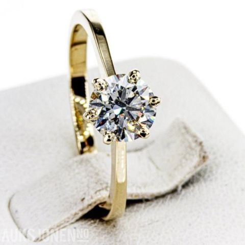 2024 FORLOVELSESRING - 14 KARAT GULL 1,06. TW. DIAMANT SI1, avsluttes 13.08