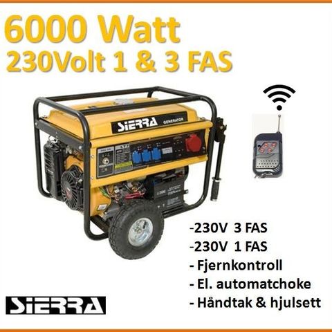 7000W 230V og 3-FAS 230V strømaggregat