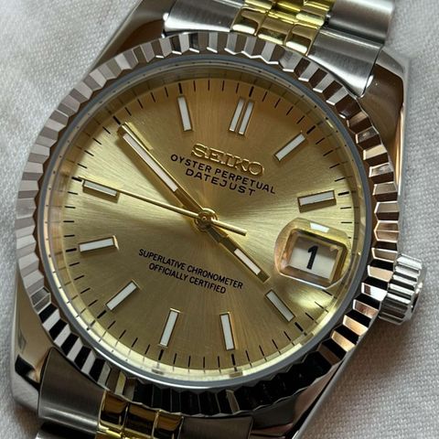 Seiko Silver Two Tone Datejust Mod