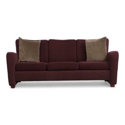 Fri Frakt | Nyrenset | Auberginefarget 3-seter sofa fra Brunstad