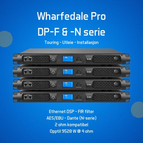 Wharfedale Pro DP-F/N forsterker - DSP - FIR - Dante | 350-9500W | 3-års garanti