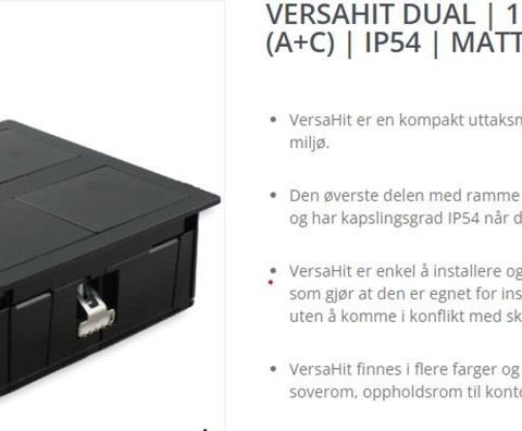 Versahit Dual 1 stikk + 2 USB matt sort