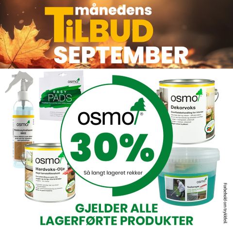 30% rabatt på lagerførte Osmoprodukter