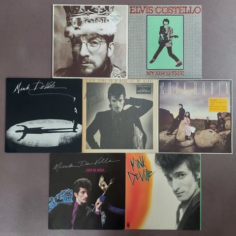 Elvis Costello, Mink DeVille, Cock Robin - 7 original classics - LP-album (flere