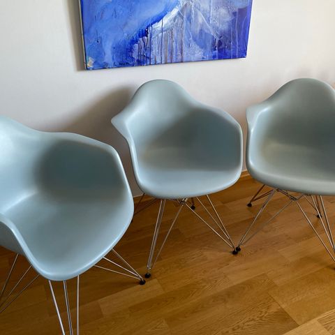 Vitra Eames stoler, 3x, lys blå