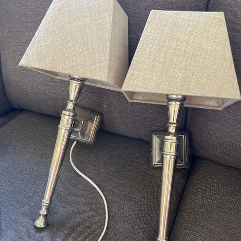 2 stk vegglamper lin / messing