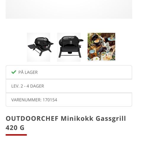 Outdoorchef 420g gassgrill selges