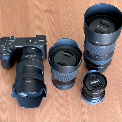 Sony A6600 m/9mm f2.8, 16-55mm f2.8, 70-350mm, 23mm f1.4 (UTLEIE)