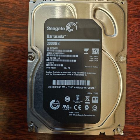 2 stk 3,5" Seagate Baracuda 3 TB HDD