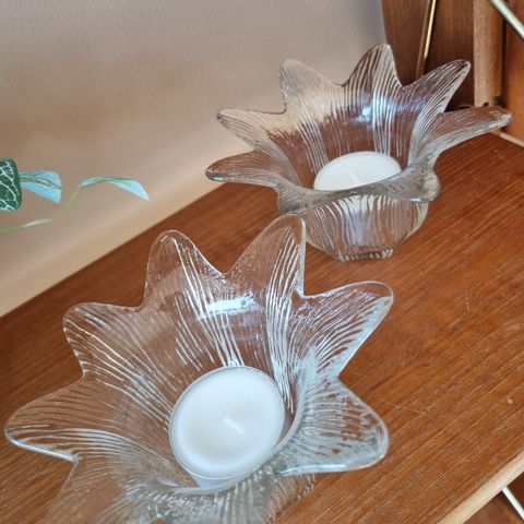 2 stk. Vintage telysholdere tulipan i glass