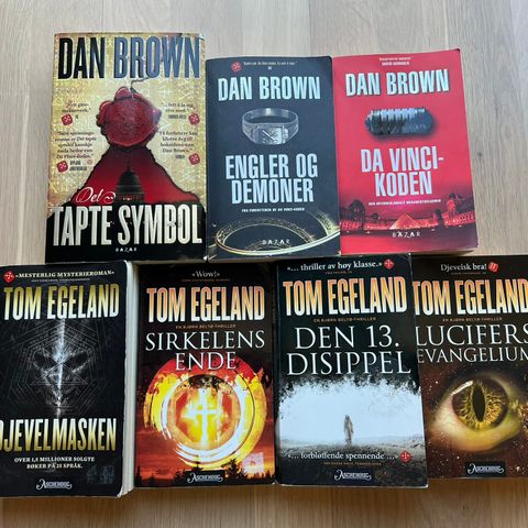 Bokpakke spenning Dan Brown og Tom Egeland